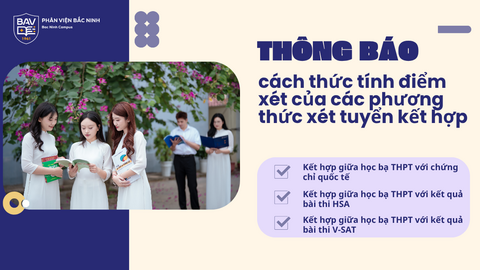 Thông báo cách thức tính điểm xét của các phương thức xét tuyển kết hợp